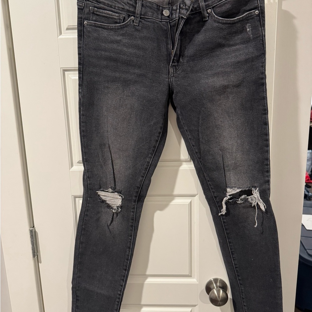 Black Gray Skinny Distressed Jeans